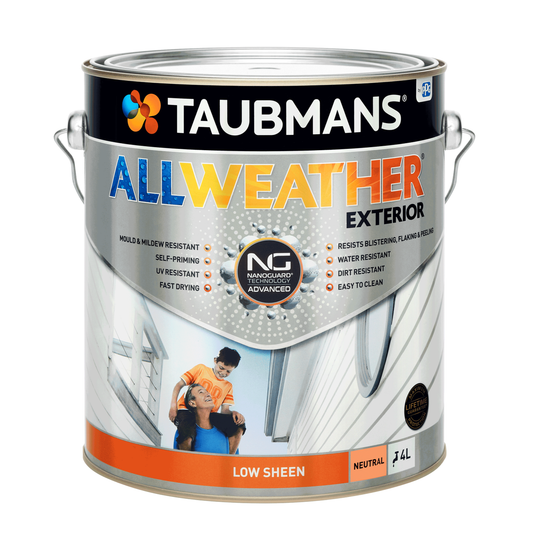 Taubmans 4L Neutral Low Sheen All Weather Exterior Paint - Mould Resistant - Fast Drying - Auzzistore