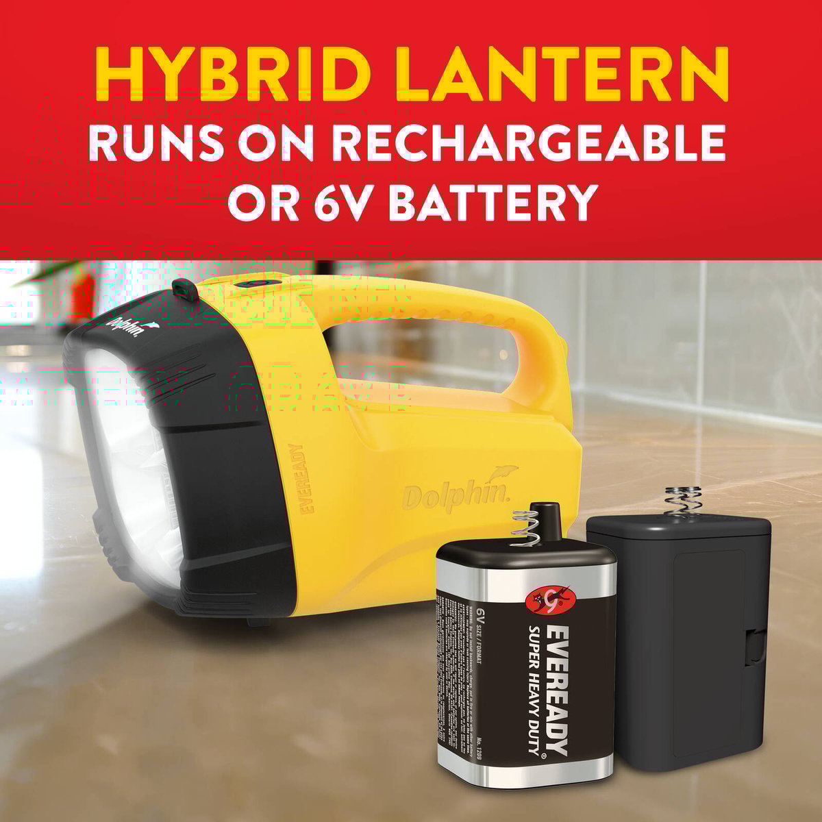 Eveready Dolphin Hybrid Rechargeable Floating LED Lantern 500 Lumen - Waterproof - Durable - 340m Beam Distance