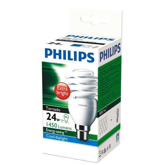 Philips B22 CFL 24W Cool Daylight Globe 1450lm Plastic Brightness