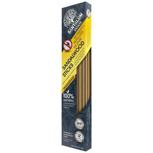 Santalum Frangipani Incense - 12 Pack - Sandalwood - Outdoor Use