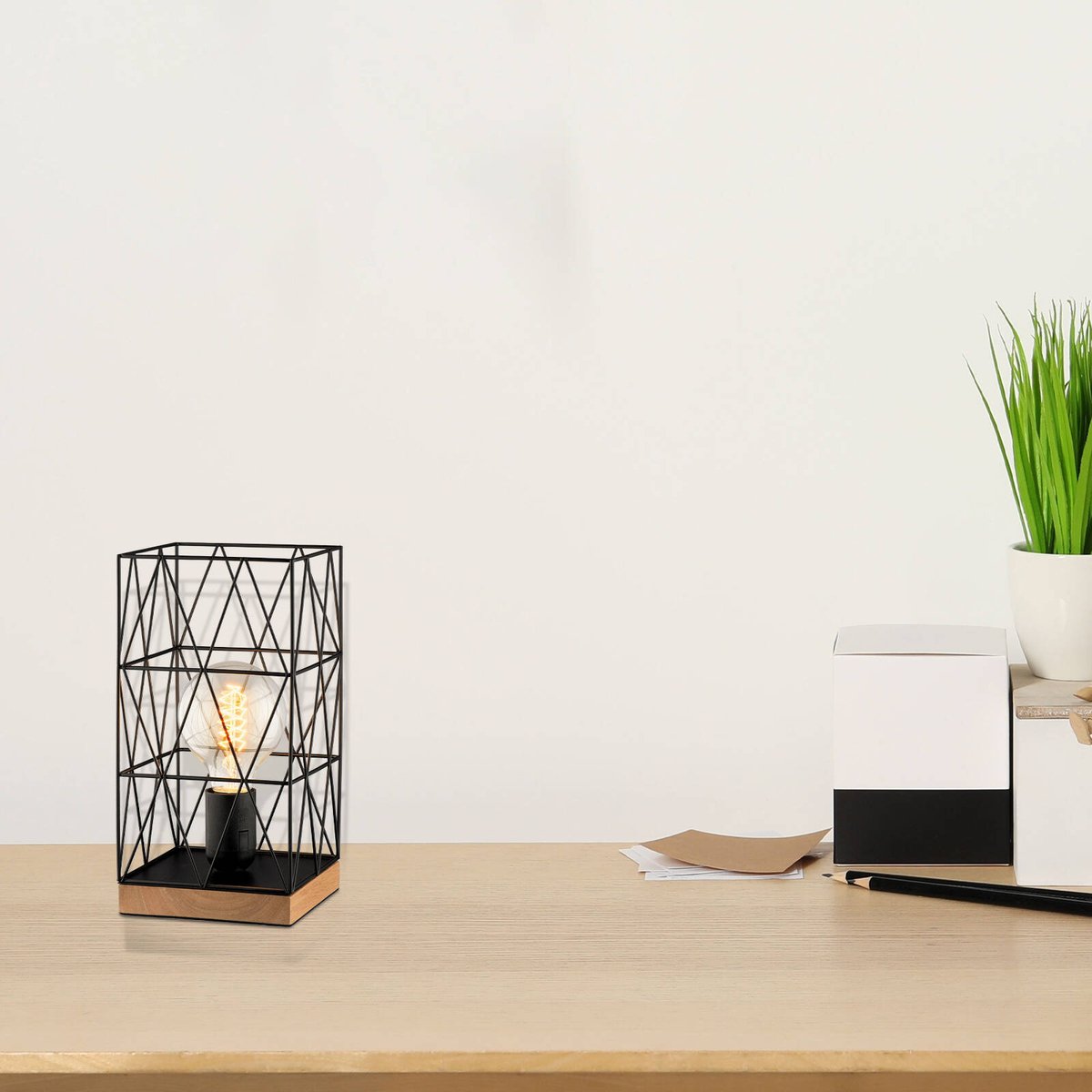 Verve Design Black Zavier Table Lamp - Modern - Metal/Wood - 40W