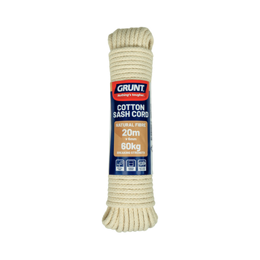 Grunt Cotton Sash Cord 6mm x 20m Soft Natural Fibre Easy To Use - Auzzistore