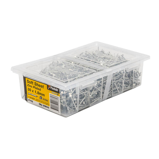 Paslode Zinc Plated Soft Sheet Nail 30mm 1.8mm 2kg Durable Pack - Auzzistore