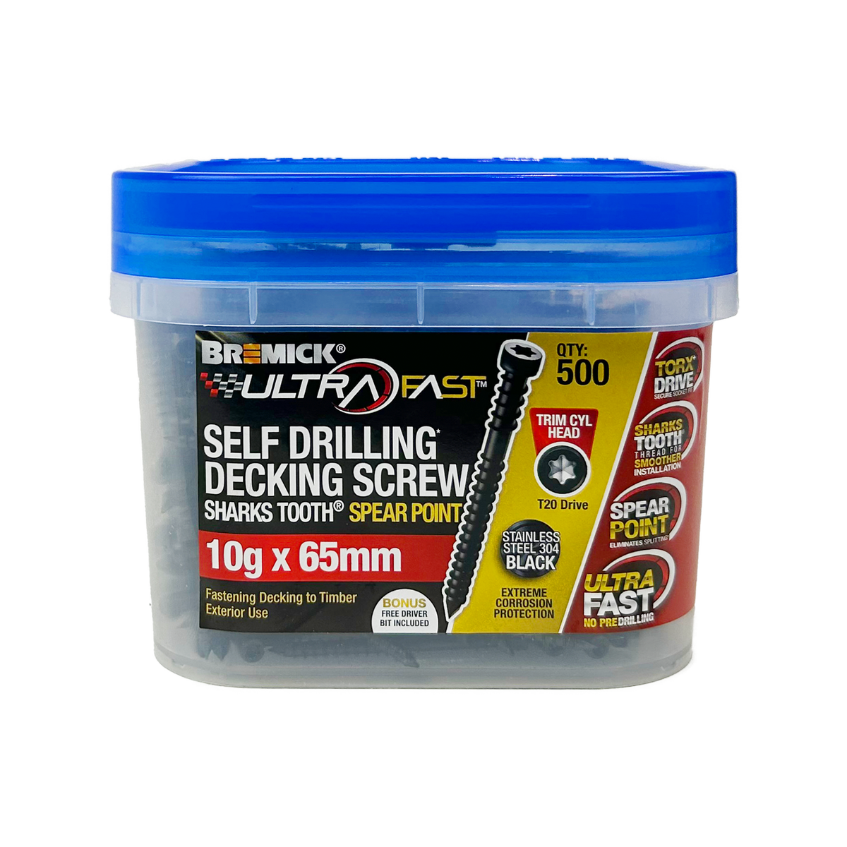 Bremick Ultrafast Decking Screw - 10g x 65mm - Black - 500 Pack - Stai ...