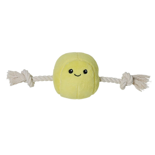 Happy Tails Tennis Ball Plush Toy - Interactive Dog Toy - 120mm x 320mm - Squeaker & Tug Rope - Auzzistore