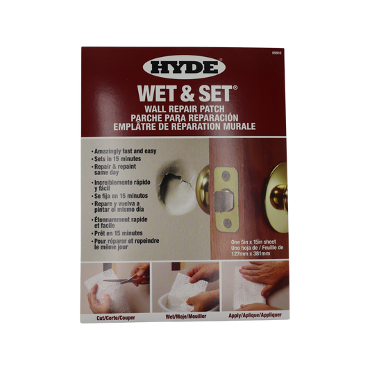 Hyde Wet and Set Plaster Repair Patch - 127 x 381mm - Cotton Fiber - Quick Set - Auzzistore
