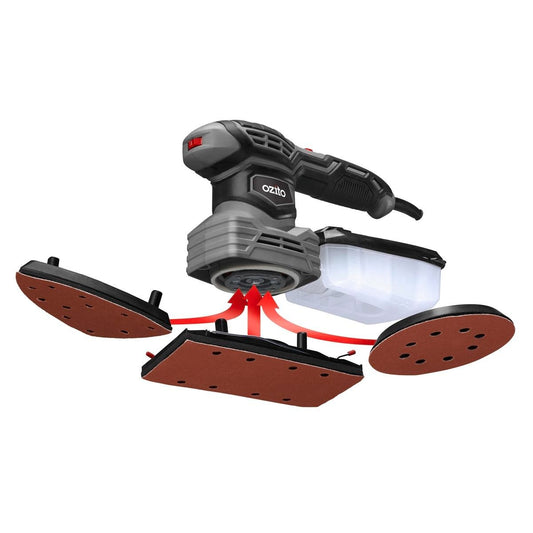 Ozito Multi Sander - 200W - Plastic - 3 Interchangeable Bases