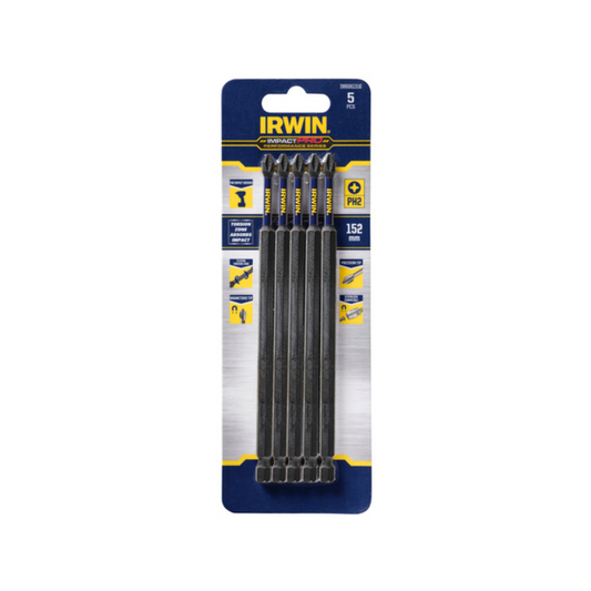 Irwin Impact Bits - 152mm PH2 - Magnetised - High Strength - 5 Pack - Auzzistore