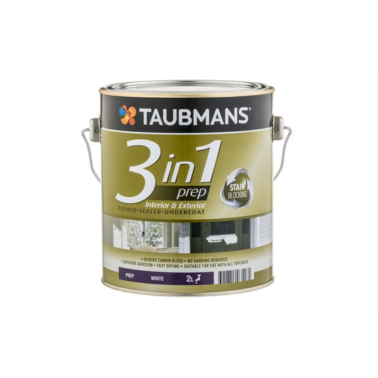 Taubmans 3 in 1 Primer Undercoat Sealer Paint - 2L - White - Fast Drying - Auzzistore