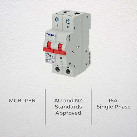 Deta 16A Single Phase MCB 1P NC Curve 10kA - Compact Circuit Protection Device – view 2 - Auzzistore