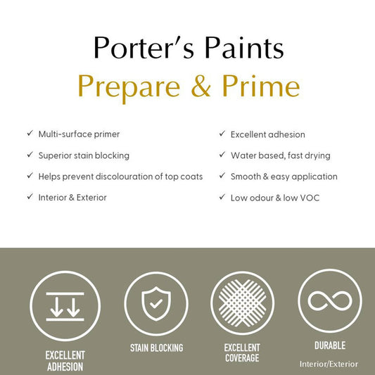 Porter S Paints 400ml WB Prepare Prime - Multi-Surface Primer - Stain Blocking - Low Odour – view 2 - Auzzistore