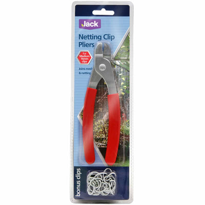 Jack Red Netting Clip Pliers - Steel Rubber - Easy Grip - Bonus Clips