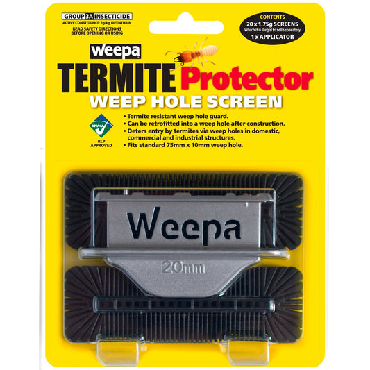 Weepa Termite Protector Weep Hole Screen 20 Pack - 30mm x 93mm - Black - Deters Termites – view 2 - Auzzistore