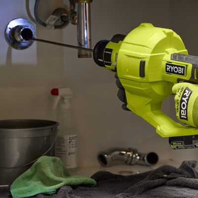 Ryobi 18V One Drain Auger Tool Only - 7.6m Reach - Clears Blockages