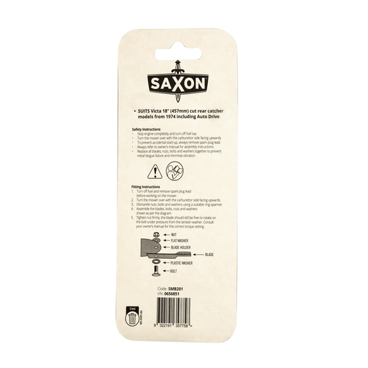 Saxon 18" Mower Blade and Bolt Set - 2 Pack - Suits Victa Models - Maintains Cutting Performance – view 2 - Auzzistore