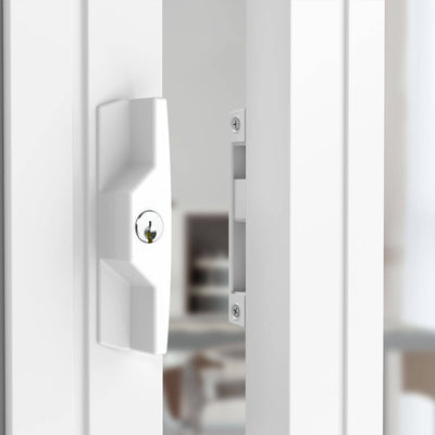 Rolltrak White Sliding Patio Door Keyed Lock Set - 200mm Alloy - Secure