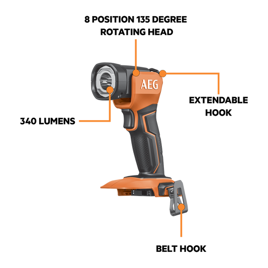 AEG 18V LED Compact Torch A18T0 Skin Only - 340 Lumens - Portable – view 2