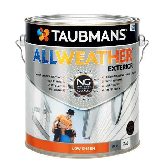 Taubmans 4L Dark Low Sheen All Weather Exterior Paint - Water Based - Mould Resistant - Auzzistore