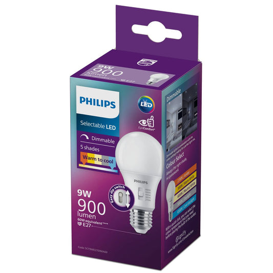 Philips A60 E27 LED Globe 9W 900lm Dimmable 5CCT 15000h Indoor Lighting
