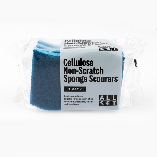 All Set Non Scratch Cellulose Sponge Scourers 3 Pack - 20mm x 74mm x 115mm - Blue - Gentle on Surfaces – view 2