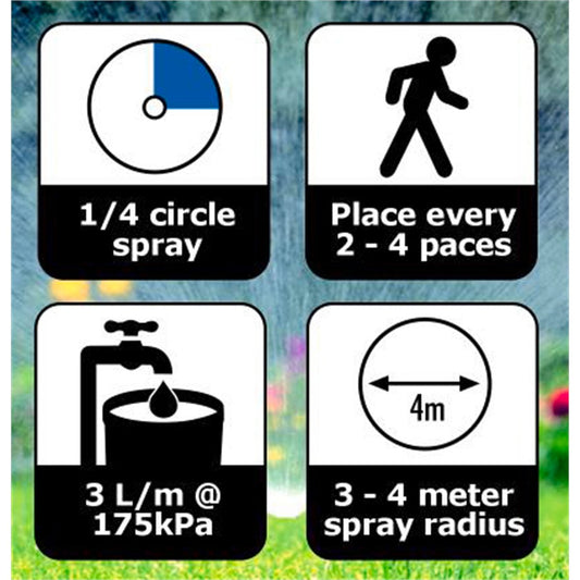 Pope Professional Pop-Up Sprinkler - 50mm - ABS Plastic - ¼ Circle – view 2 - Auzzistore