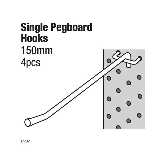 Everhang 150mm Single Hooks Pegboard 4 Pack - Silver - 5mm – view 2
