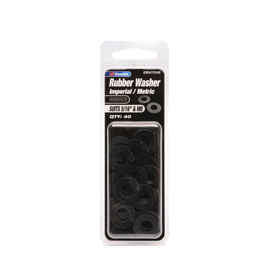 Zenith Rubber Washer 5/16 & M8 40 Pack Durable Fluid Resistant - Auzzistore