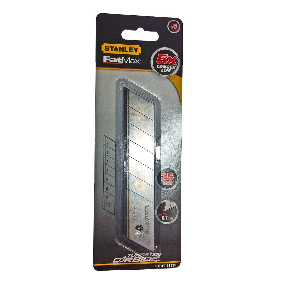 Stanley Fatmax 25mm Carbide Snapoff Knife Blades 5 Pack Durable Steel