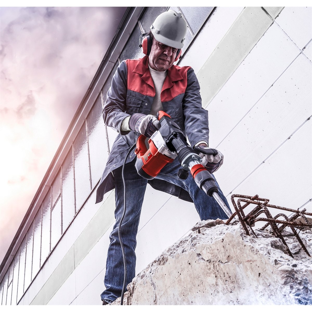 Full Boar Demolition Hammer Kit 1500W 10kg SDS Max Anti-Vibration