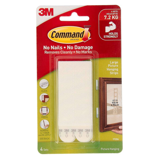 Command Picture Hanging Strips - Large White - 4 Pack - Damage-Free