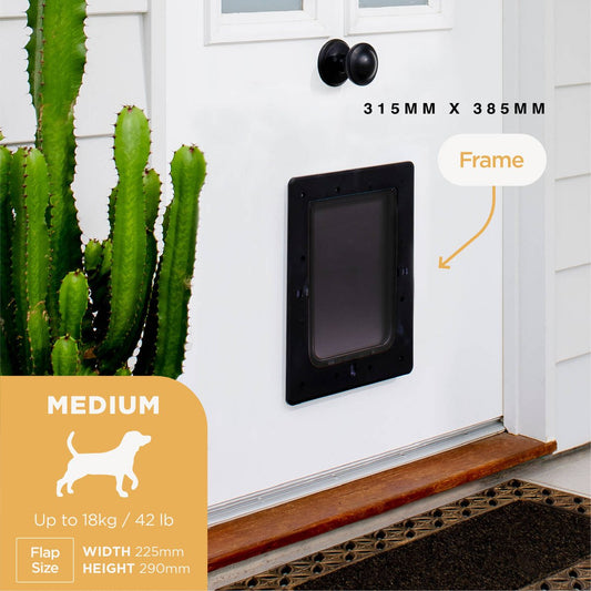 Hakuna Pets Medium Black Super Tough Pet Door 225mm x 290mm – view 2 - Auzzistore