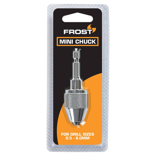 Frost Keyless Mini Chuck 0.5-6mm - 1/4" Hex Shank - Durable Tool Steel