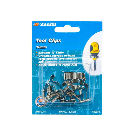 Zenith Tool Clip 13mm Nickel Plated Steel 7 Pack Organiser