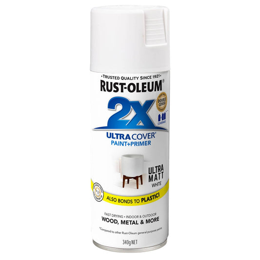 Rust-Oleum Spray Paint - 340g - White - Ultra Matt Finish - Auzzistore