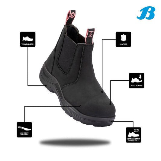 Bata Industrials Women’s Black Juno Slip On Safety Boot US Size 6 - Steel Toe - Slip Resistant – view 2