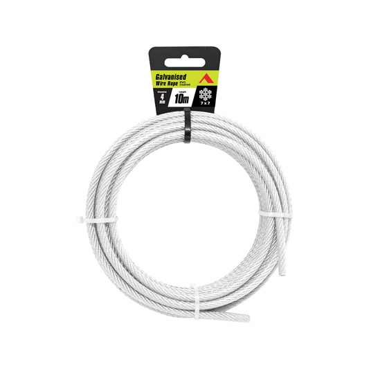Pinnacle Wire Rope - 4mm x 10m - Galvanised Steel - UV-Stabilised - Auzzistore