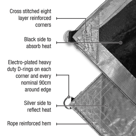 Polytuf D Ring Tarpaulin - 2.4m x 3m - Polyethylene - UV Resistant – view 2