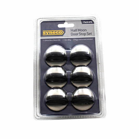 Syneco Half Moon Door Stop Set - 6 Piece - Zinc Alloy - Non Marking – view 2 - Auzzistore
