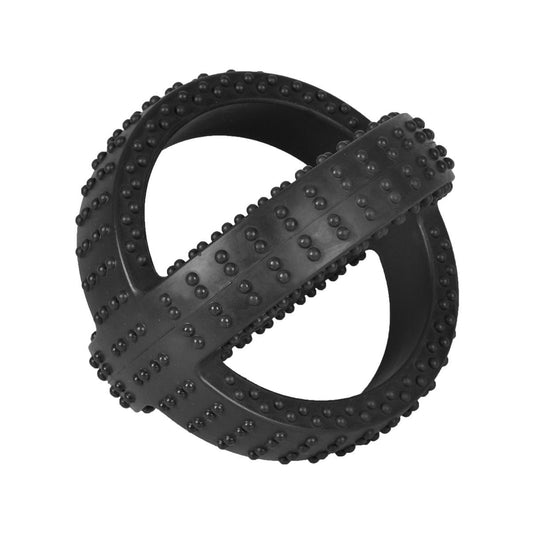 Gladiator Dog Toy - Cross Ball 17.5cm - Black Rubber - Durable - Dental Care