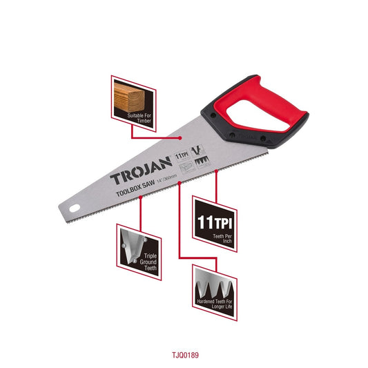 Trojan Toolbox Hand Saw - 360mm - Durable - Comfortable Grip – view 2