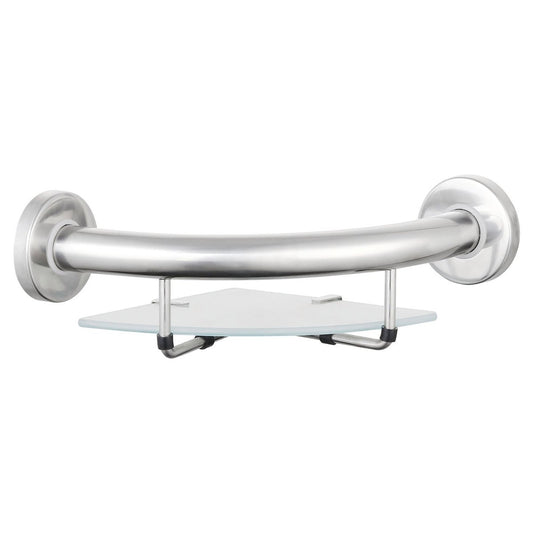 Evekare Corner Shelf With Grab Rail - 260mm Stainless Steel - Safety