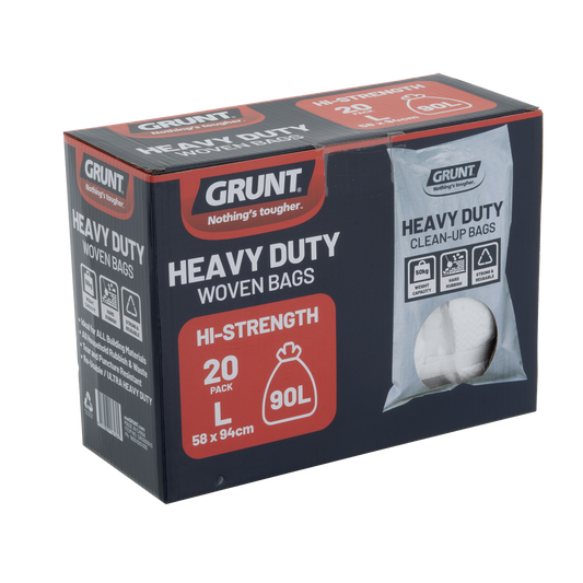 Grunt Ultra Heavy Duty Clean Up Bags - 90L - Tear Resistant - 5 Pack
