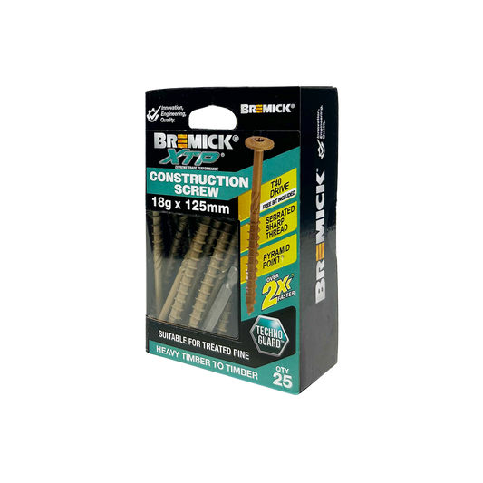 Bremick Xtp Construction Screw 18g x 125mm - TechnoGuard Tan - 25 Pack - Corrosion Resistant - Auzzistore