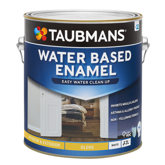 Taubmans 2L White Gloss Water Based Enamel Paint - Durable Finish - Low Odour - Auzzistore