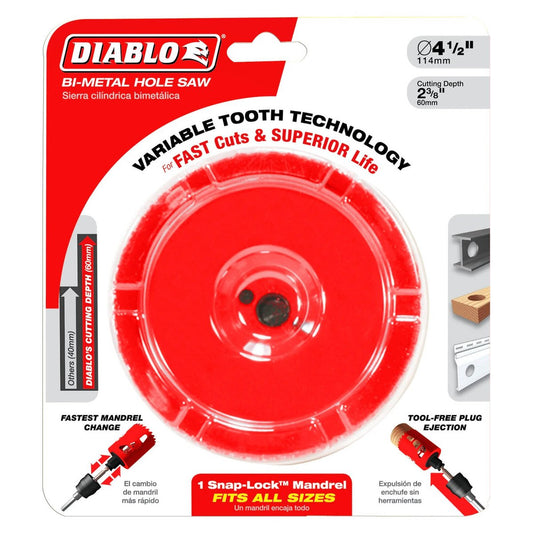 Diablo Bi Metal Hole Saw 114mm - Efficient Cutting Tool - 60mm Depth - Auzzistore