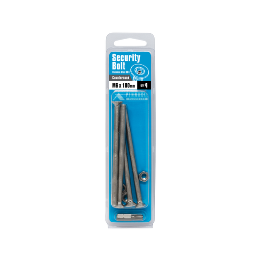 Pinnacle M6 Stainless Steel Security Bolts 100mm Flat Head 4 Pack – view 2 - Auzzistore