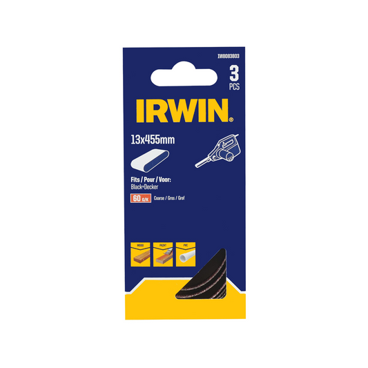 Irwin Powerfile Belt 3 Pack - 13mm - 60 Grit - Aluminium Oxide - Medium Stock Removal - Auzzistore