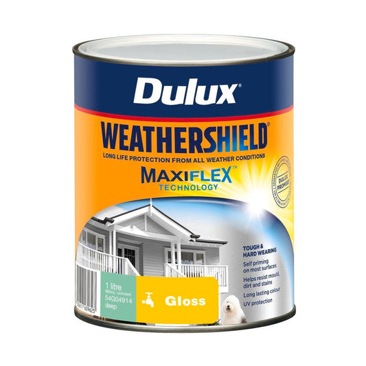 Dulux Weathershield Exterior Paint - 1L Deep Gloss - UV Protection - Auzzistore
