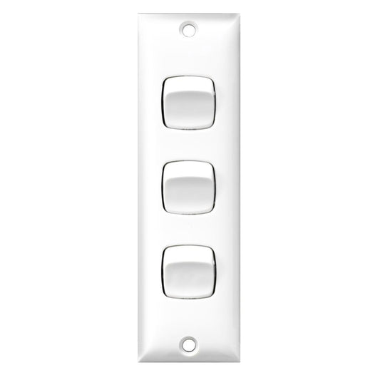 HPM 3 Gang Architrave Switch - 106mm x 32mm - ABS Plastic - Slim Design - Auzzistore