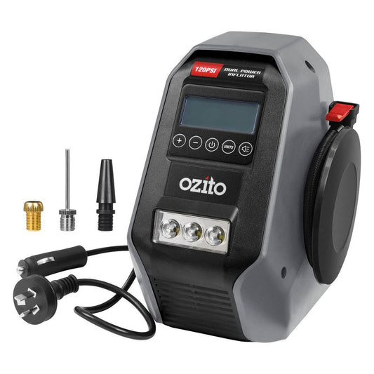 Ozito DPI 6000 Dual Power Inflator - 12V DC & 240V AC - Compact & Versatile